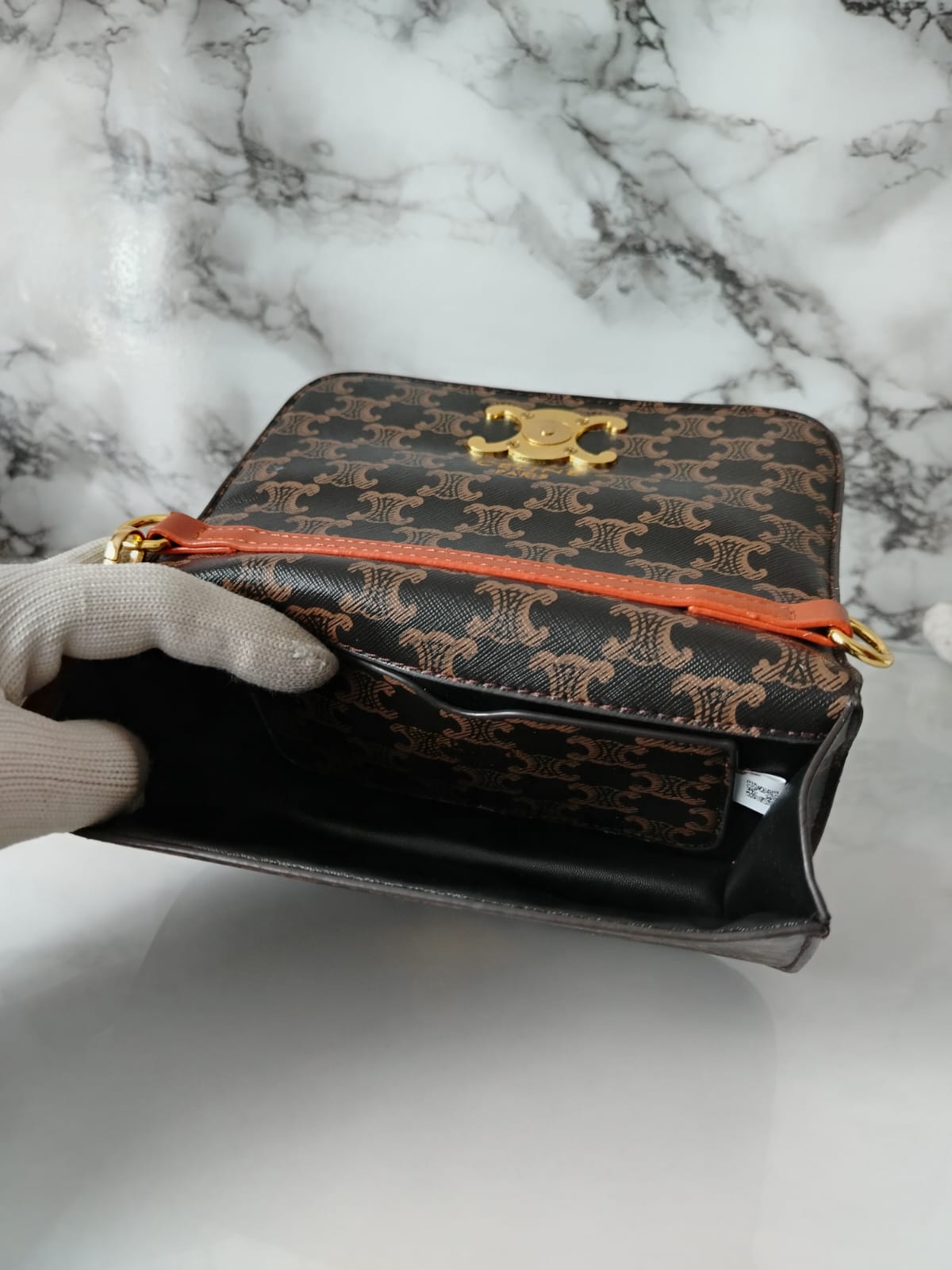 Celine Triomphe East-West Triomphe Coated Canvas Shoulder Bag