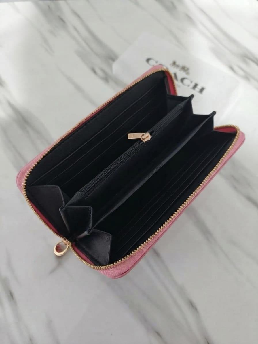 Coach Long Zip Around Wallet In Signature Canvas & Leather CW778 In Powder Pink