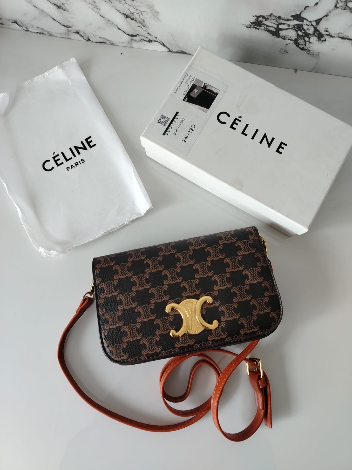 Celine Triomphe East-West Triomphe Coated Canvas Shoulder Bag