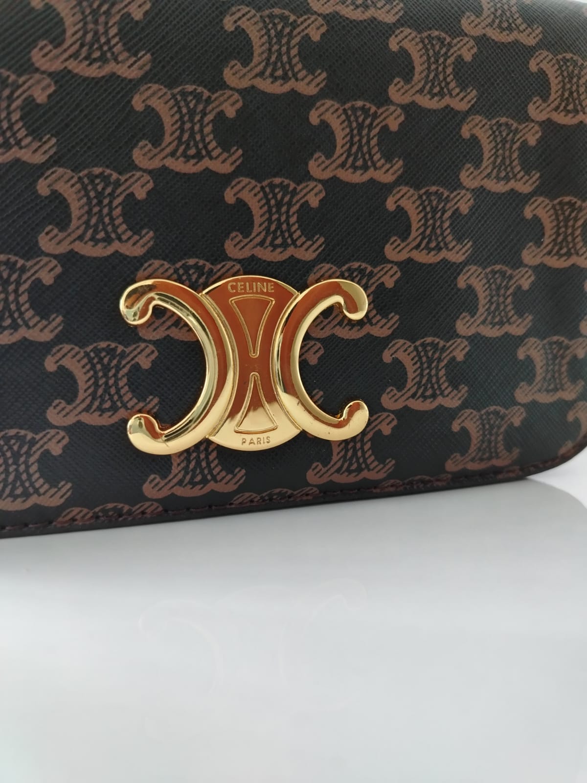 Celine Triomphe East-West Triomphe Coated Canvas Shoulder Bag