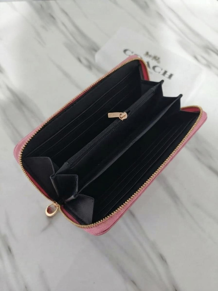 Coach Long Zip Around Wallet In Signature Canvas & Leather CW778 In Powder Pink