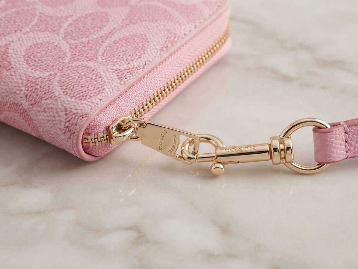 Coach Long Zip Around Wallet In Signature Canvas & Leather CW778 In Powder Pink